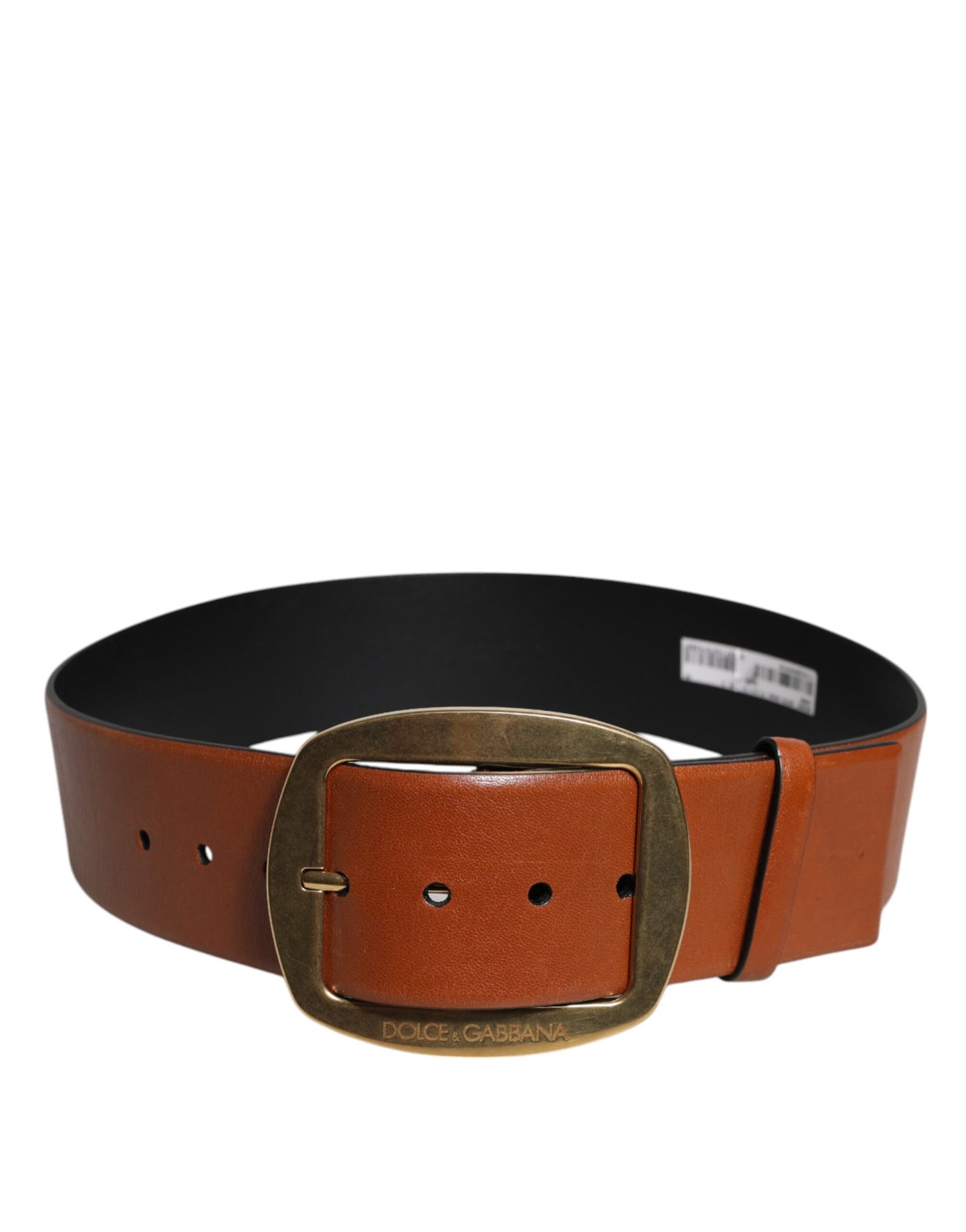 Brown Leather Gold Metal Buckle Classic Belt
