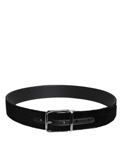 Black Cotton Silver Tone Metal Buckle Belt
