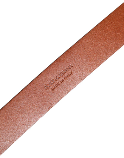 Brown Leather Gold Metal Baroque Buckle Belt