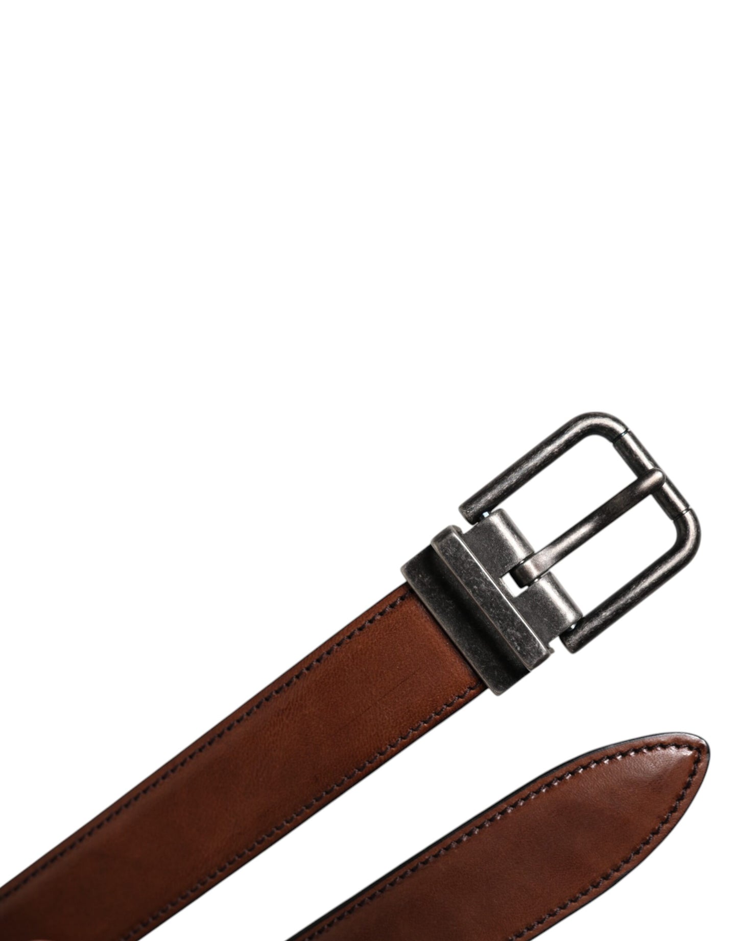 Brown Leather Metal Buckle Classic Belt