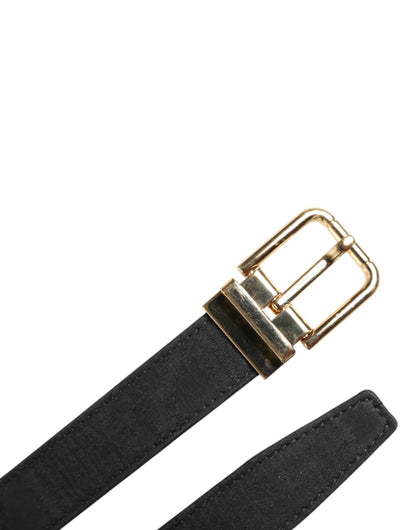 Black Classic Gold Metal Logo Buckle Belt