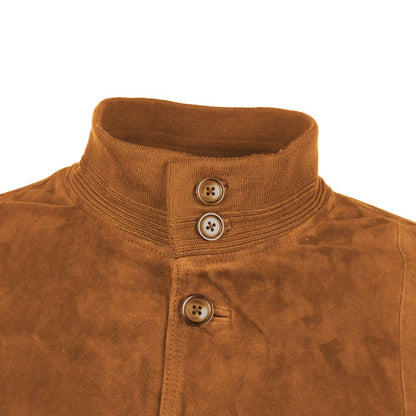 Brown Calfskin Men Bomber Jacket