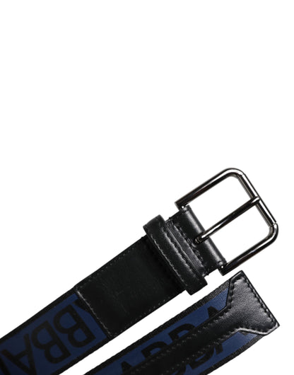 Black Blue Polyester Printed Metal Buckle Belt