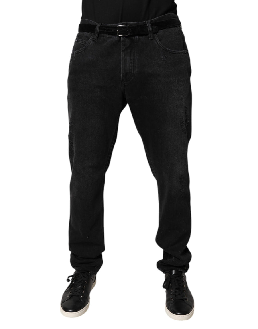 Black Cotton Skinny Men Denim Jeans