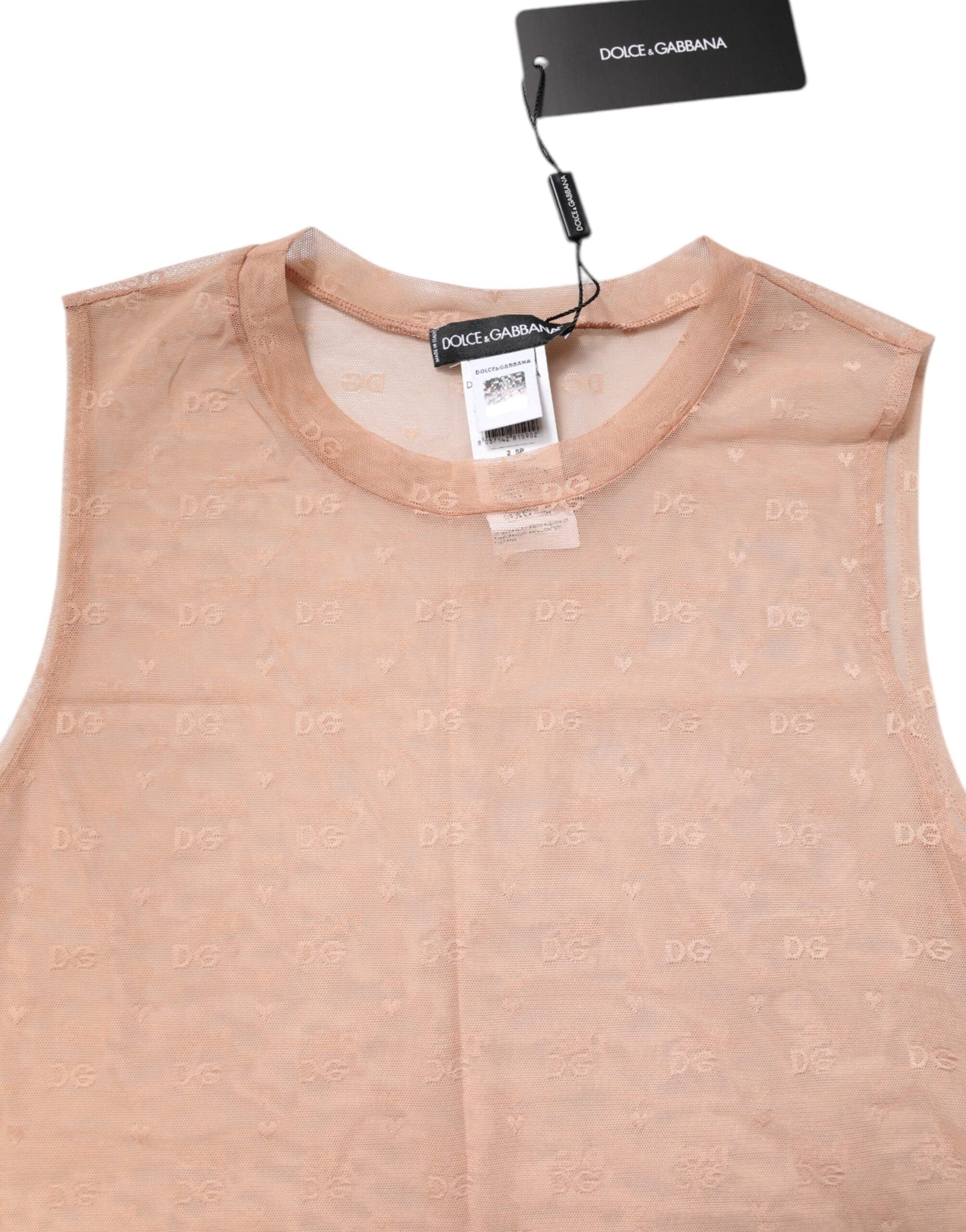 Beige Nylon Logo Monogram Sleeveless Tank Top