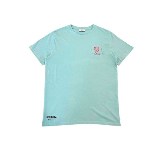 Light Blue Cotton Men T-Shirt