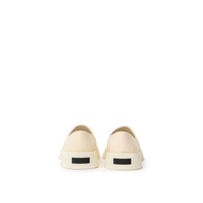 Beige Leather Slip-On Loafer