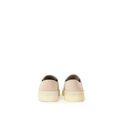 Beige Leather Low Top Sneakers