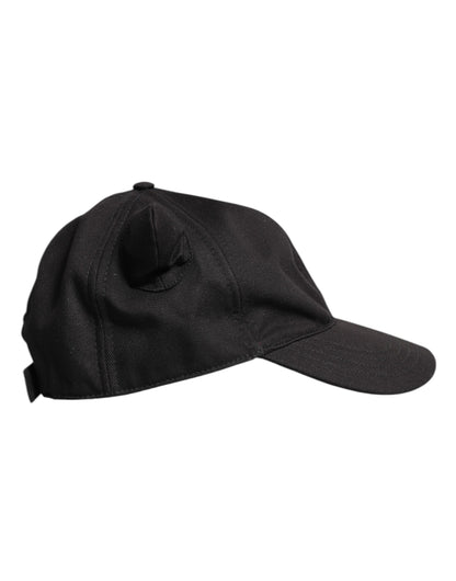 Black Cotton Logo Patch 6 Panels Baseball Cap