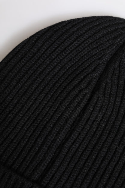 Black Cashmere Knitted Winter Beanie Hat