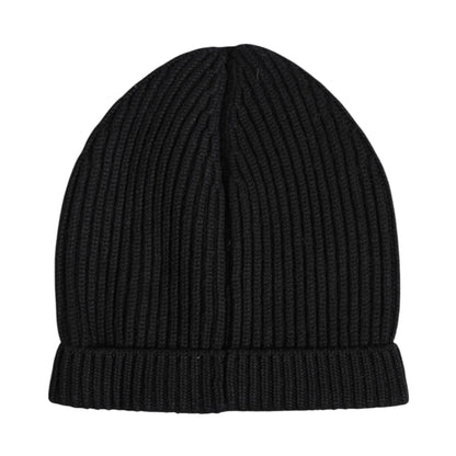 Black Cashmere Knitted Winter Beanie Hat