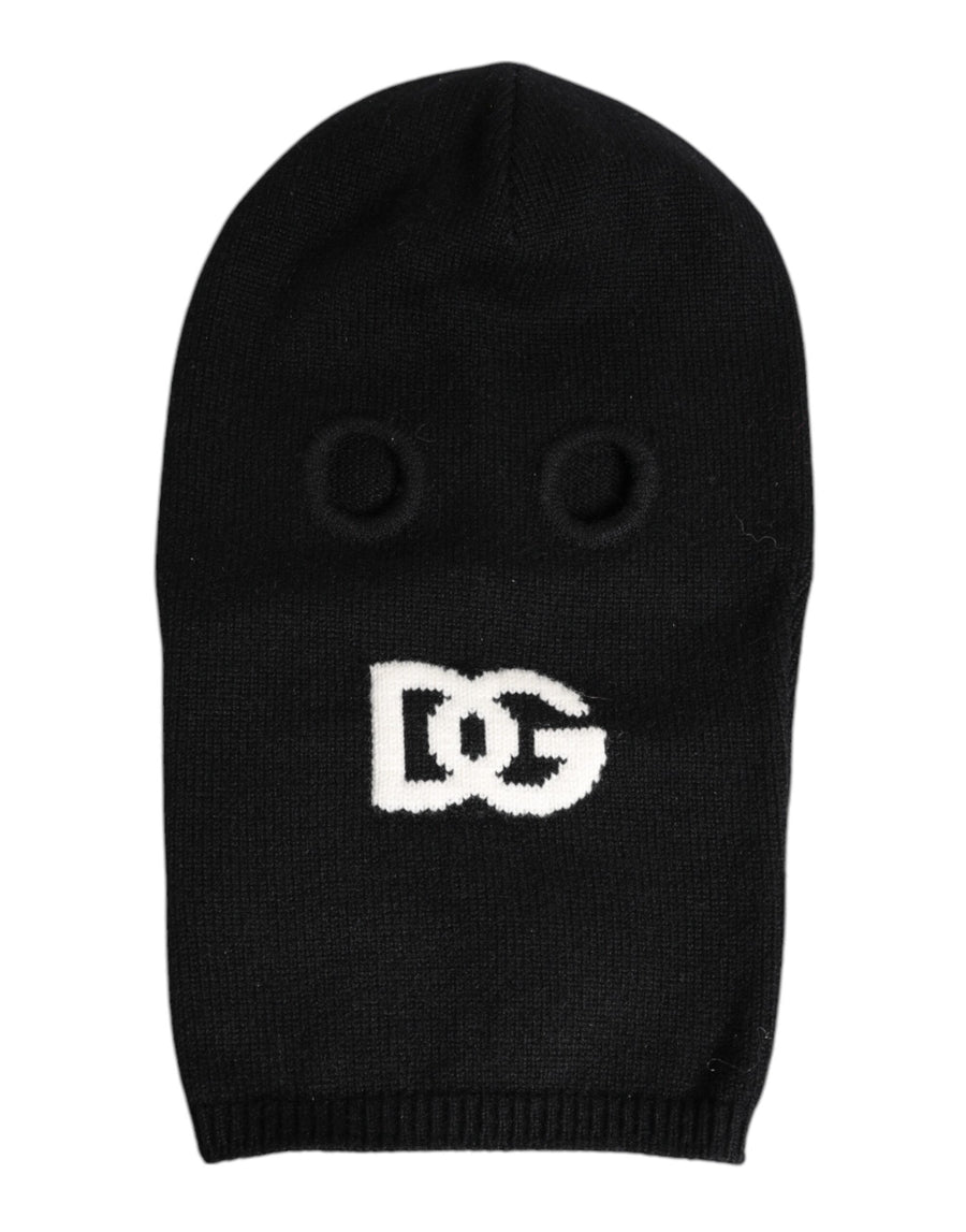 Black Cashmere Knitted Ski Mask Balaclava Hat