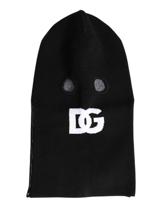 Black Cashmere Knitted Ski Mask Balaclava Hat
