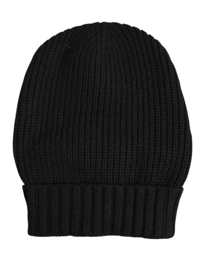 Black Cashmere Knitted Winter Beanie Hat