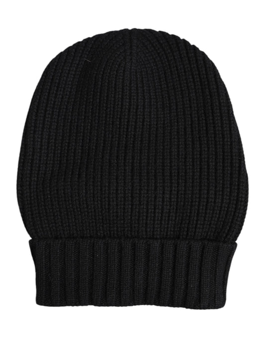 Black Cashmere Knitted Winter Beanie Hat