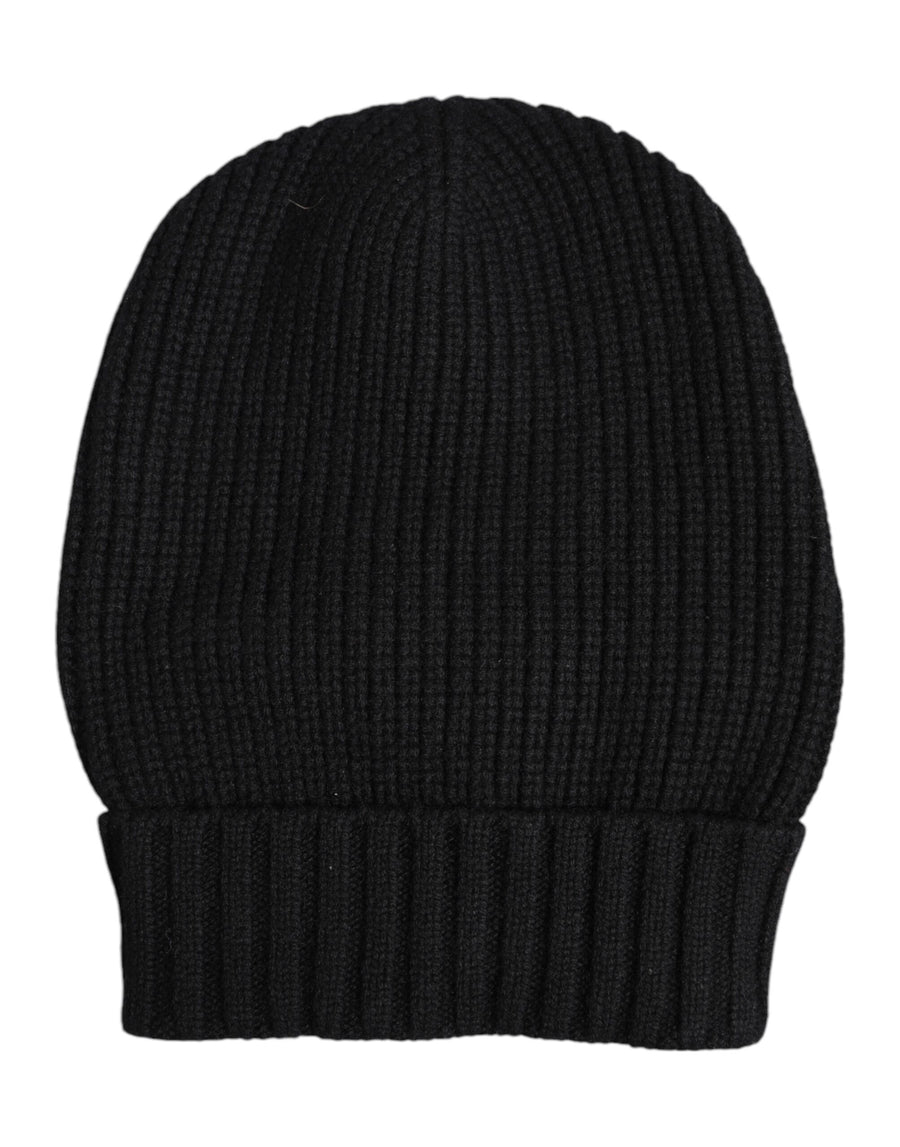 Black Cashmere Knitted Winter Beanie Hat