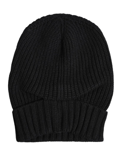 Black Cashmere Knitted Winter Beanie Hat