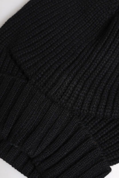 Black Cashmere Knitted Winter Beanie Hat