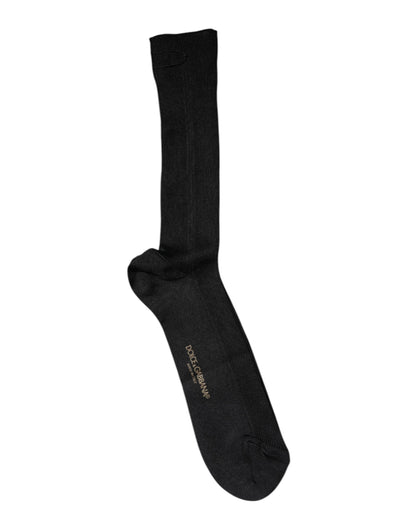 Black Cotton DG Logo Mid Calf Men Socks