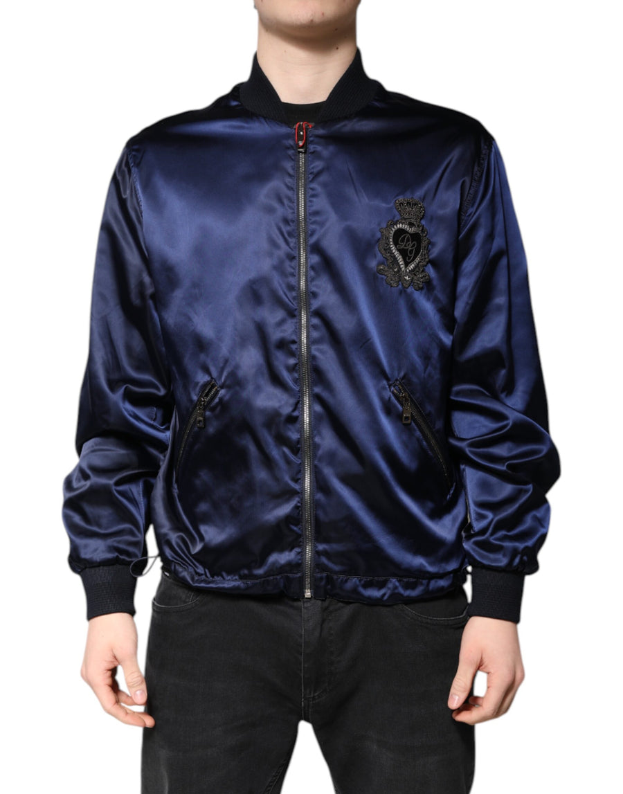Blue Nylon DG Crown Full Zip Bomber Jacket