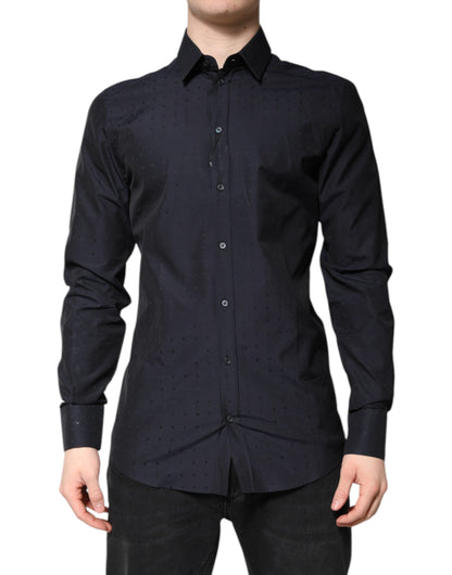 Black Cotton GOLD Men Dress Formal Shirt