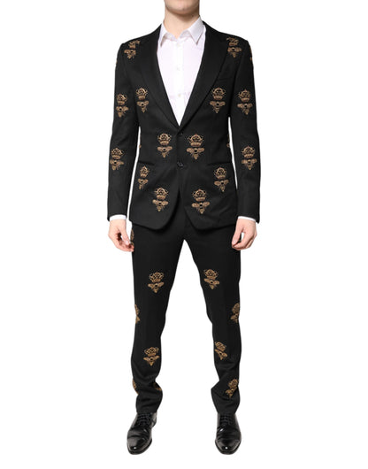 Black Bee Crown Embroidery 2 Piece Suit