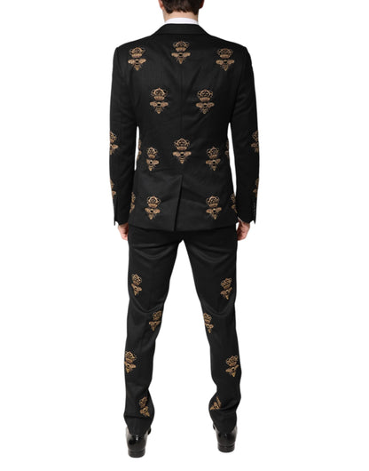 Black Bee Crown Embroidery 2 Piece Suit