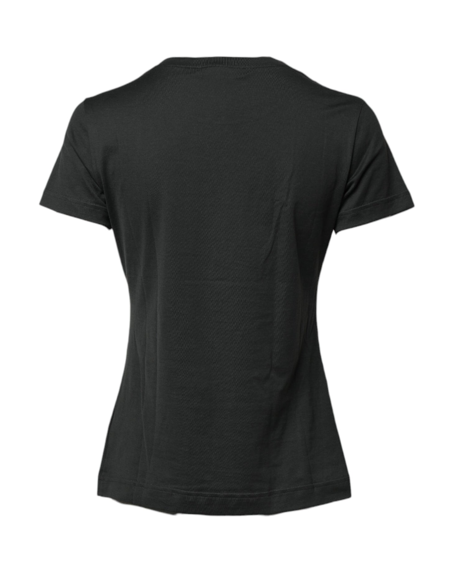 Black Cotton Round Neck Short Sleeve T-shirt