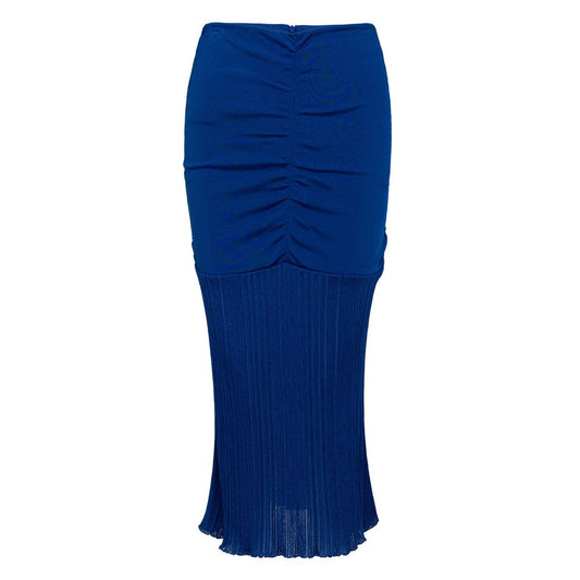 Blue Viscose Midi Skirt