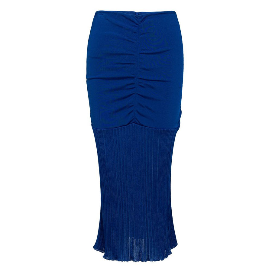 Blue Viscose Midi Skirt