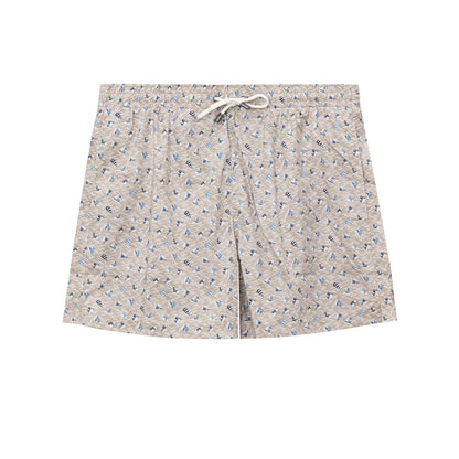 Beige Polyester Swim Short