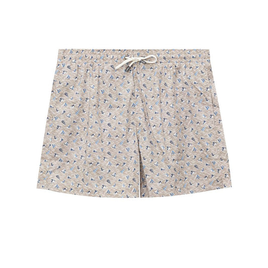 Beige Polyester Swim Short