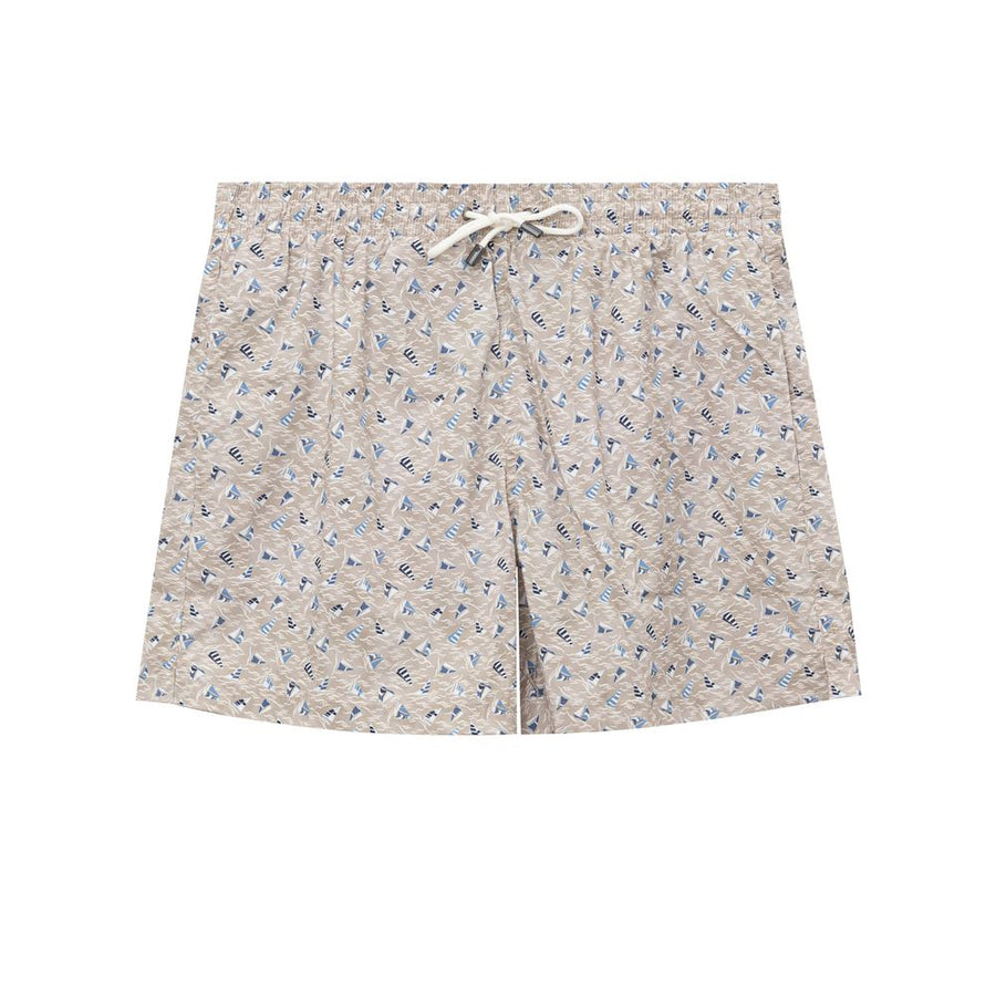 Beige Polyester Swim Short
