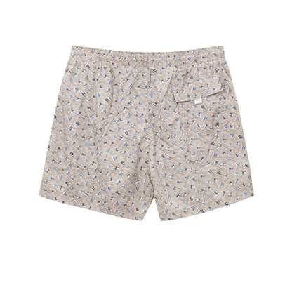 Beige Polyester Swim Short