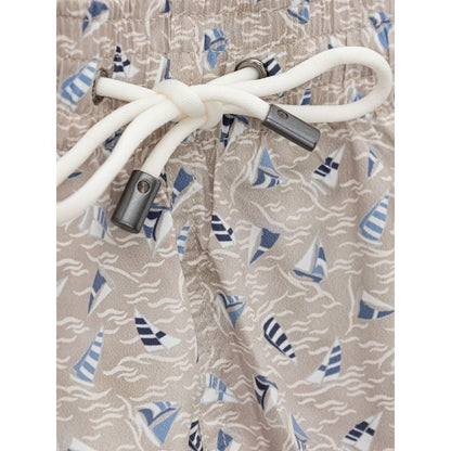 Beige Polyester Swim Short