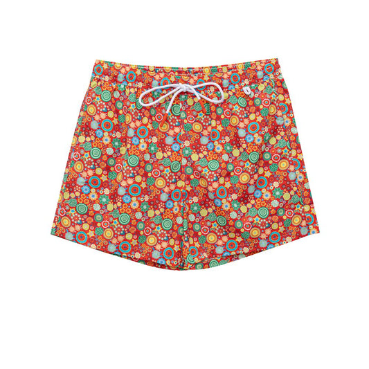 Red Polyester Swim Short