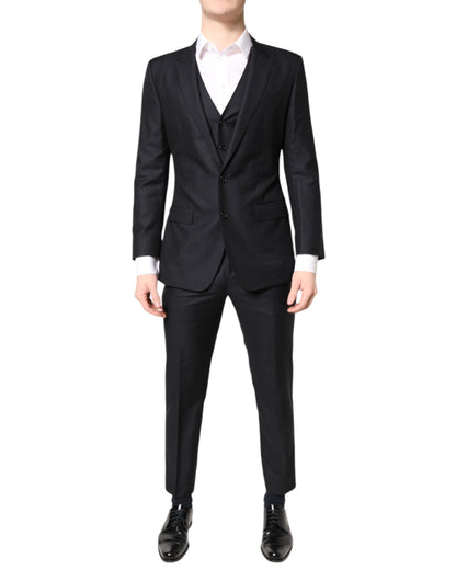 Blue MARTINI Wool Formal 3 Piece Suit