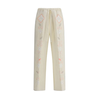 Embroidered linen Pants
