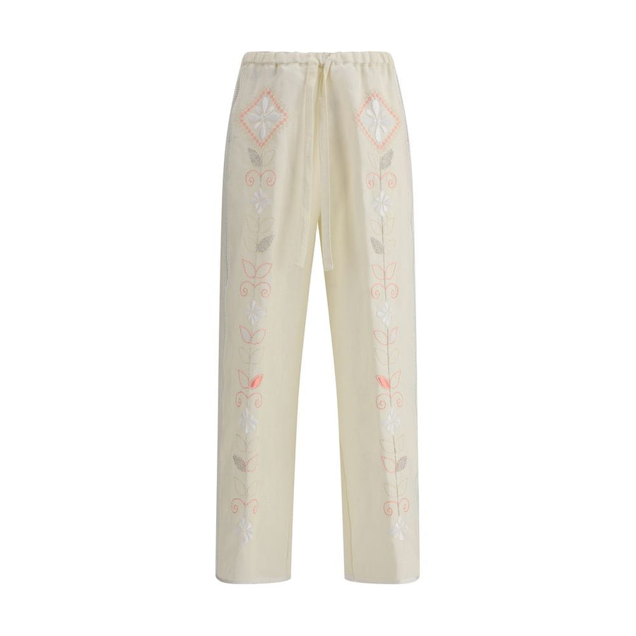 Embroidered linen Pants