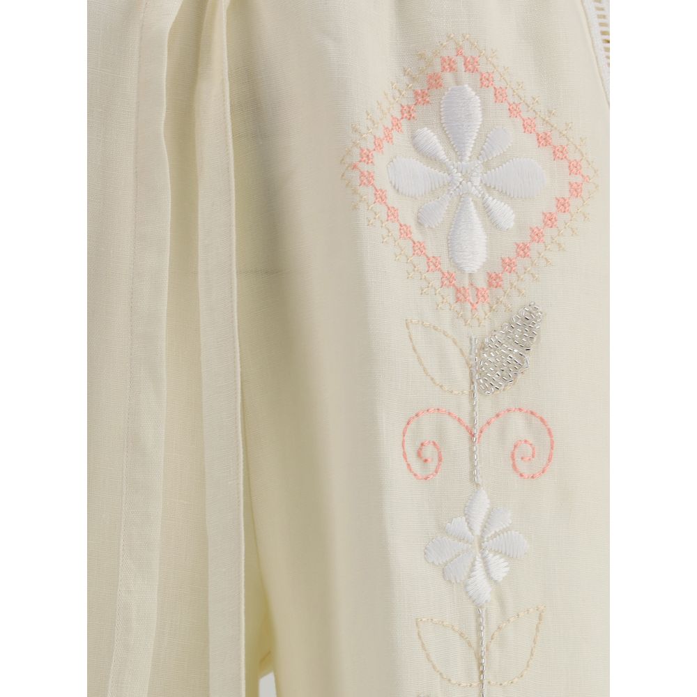 Embroidered linen Pants