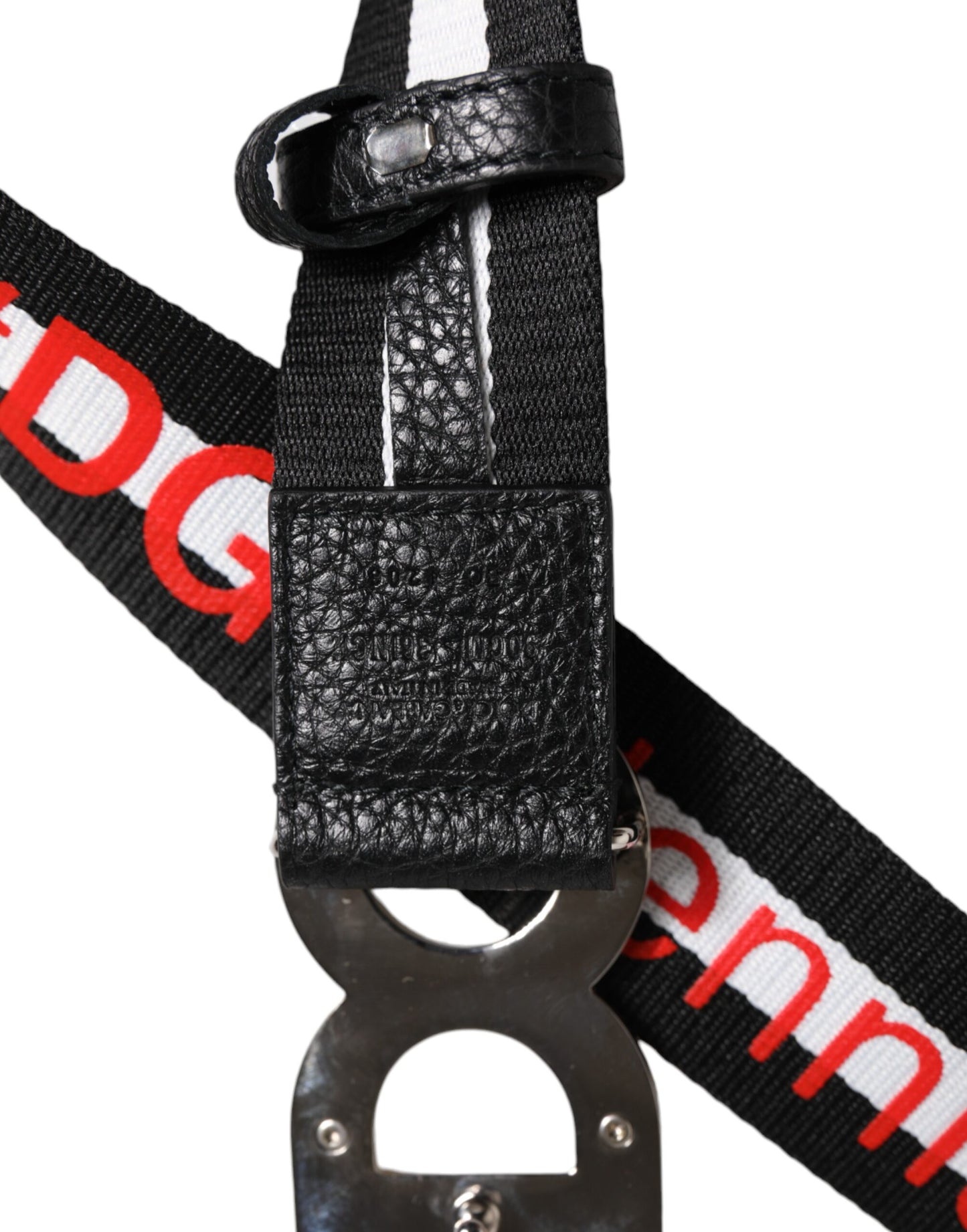 Black Cotton Logo Print DG Buckle Belt