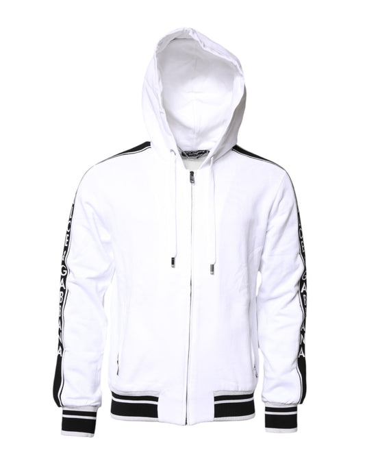 White Cotton Logo Hooded Sweatshirt Sweater