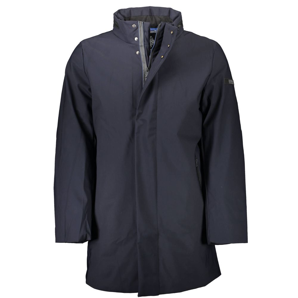 Blue Polyester Men Jacket