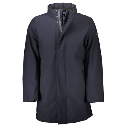 Blue Polyester Men Jacket