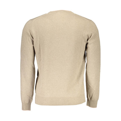 Beige Wool Men Sweater