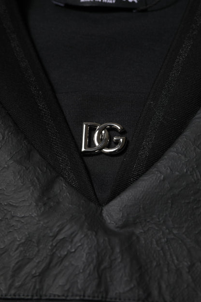 Black Cotton Short Sleeves V-neck T-shirt