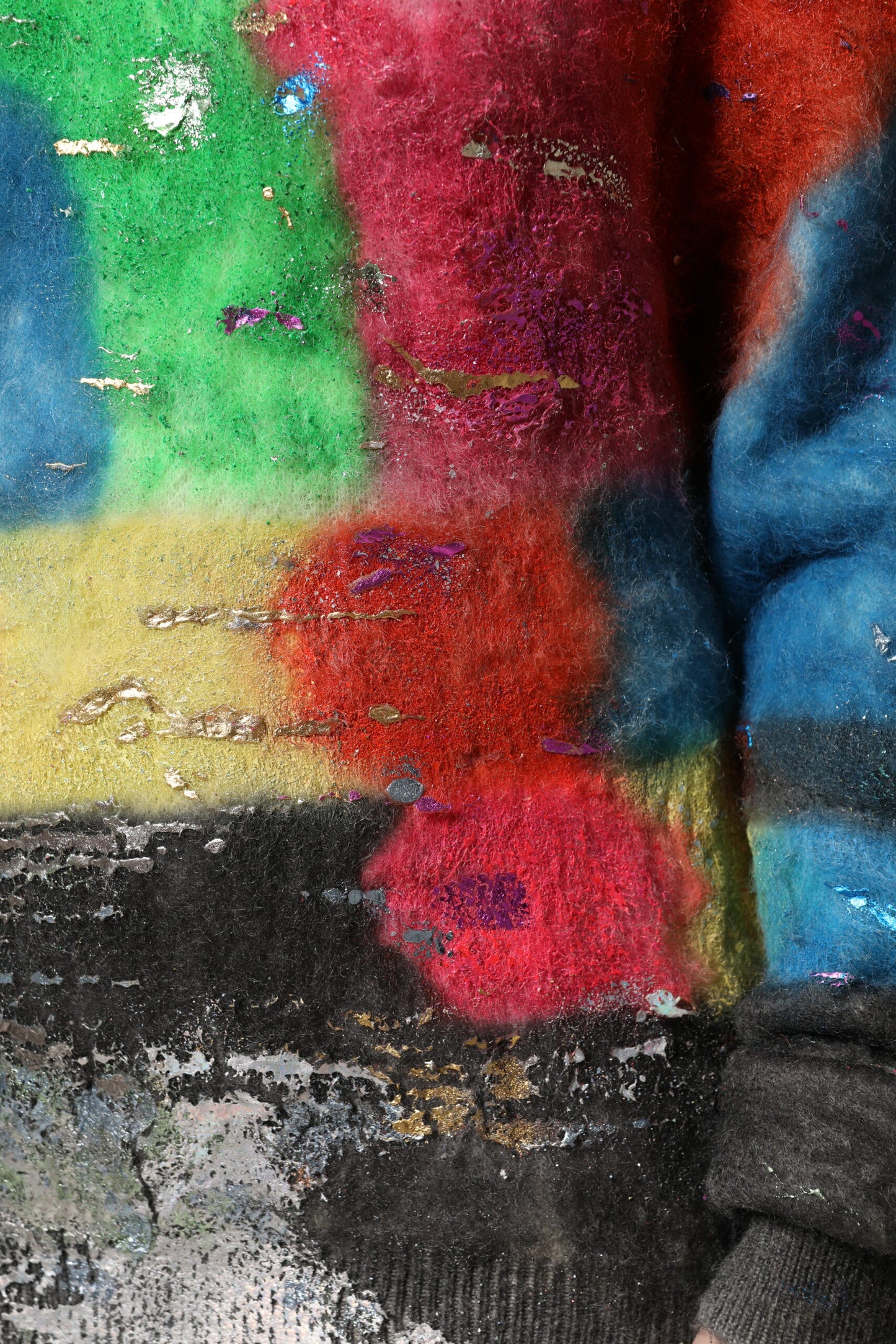 Multicolor Mohair Turtleneck Pullover Sweater
