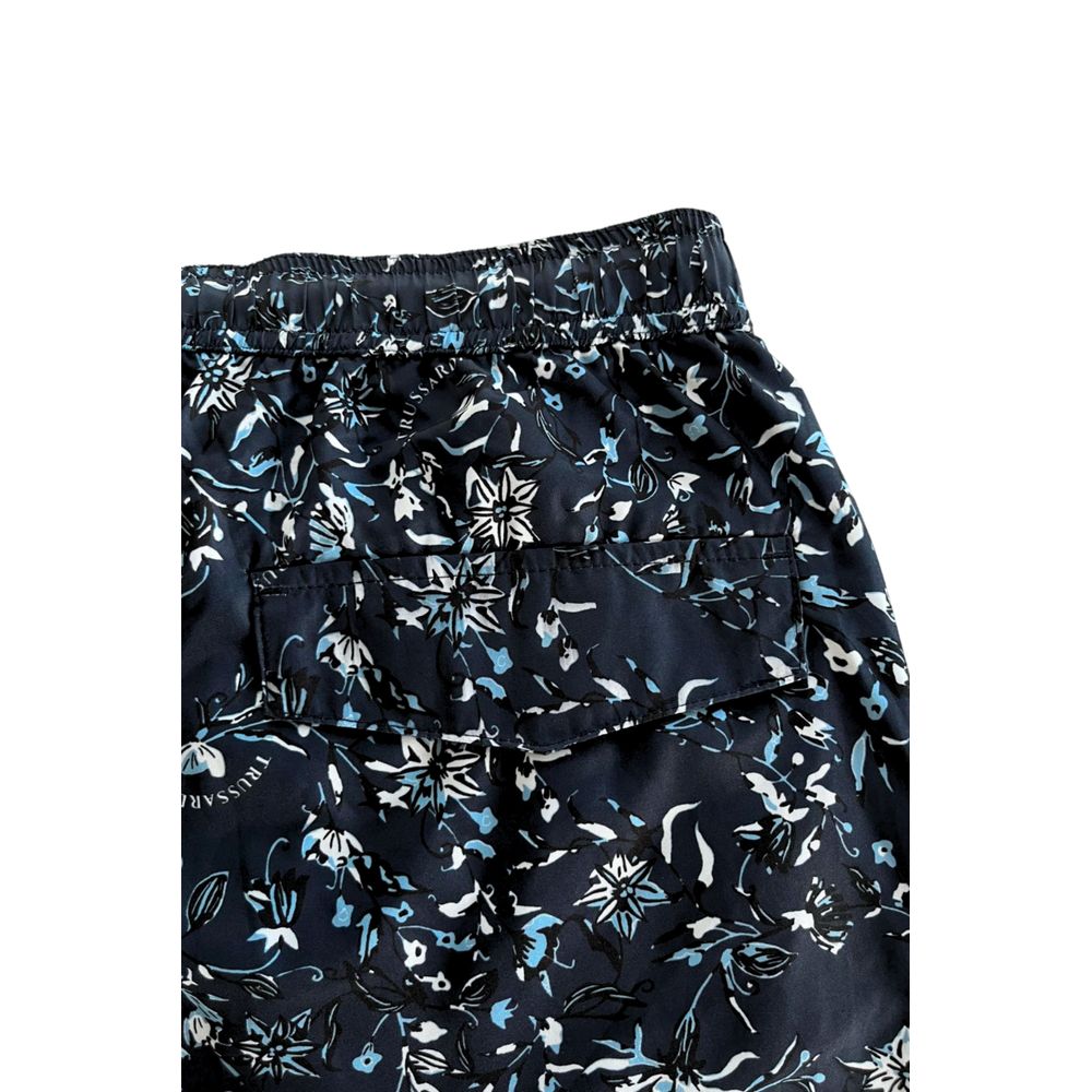 Blue Polyester Men Swim Shorts