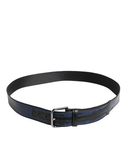 Black Blue DG Logo Silver Metal Buckle Belt