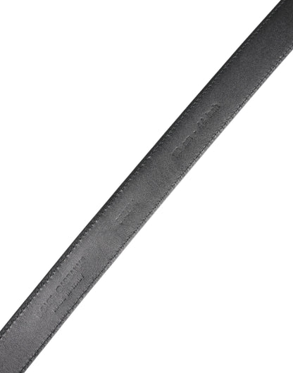 Black Calf Leather Classic Metal Buckle Belt